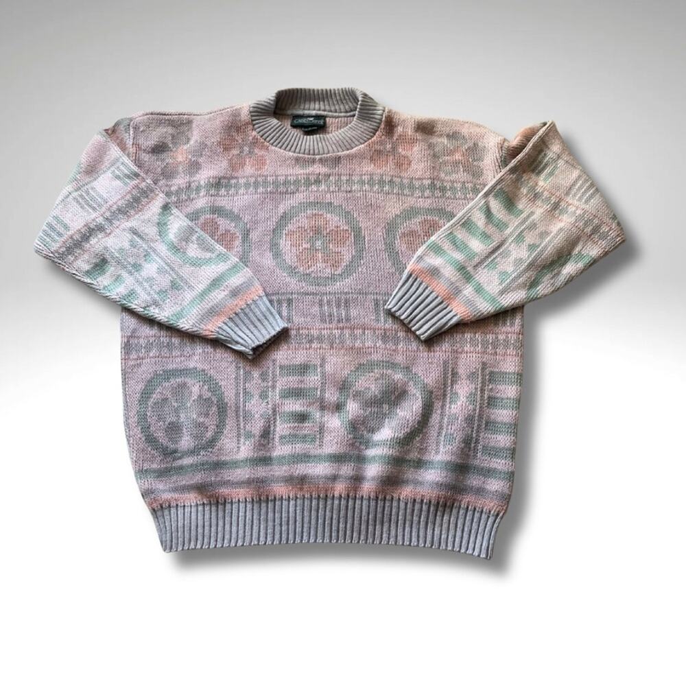 Fair Isle Scandinavian Sweater VTG Pastel Geometric Cabin Creek Knit | US Made